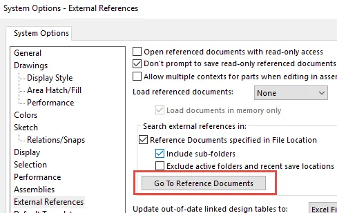 CAD to PDM go to reference documents